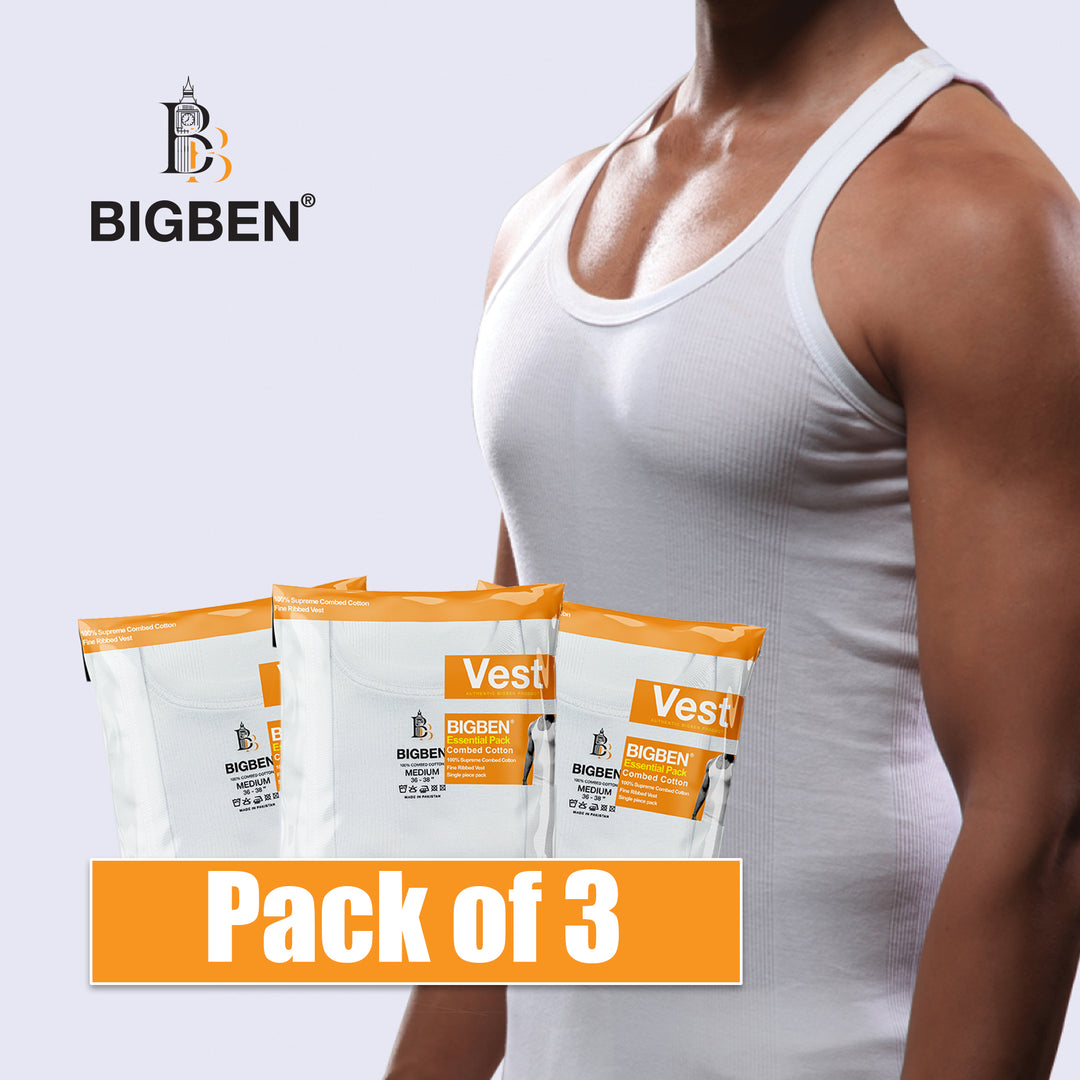 BigBen® Fine Rib Vest (Pack of 3)